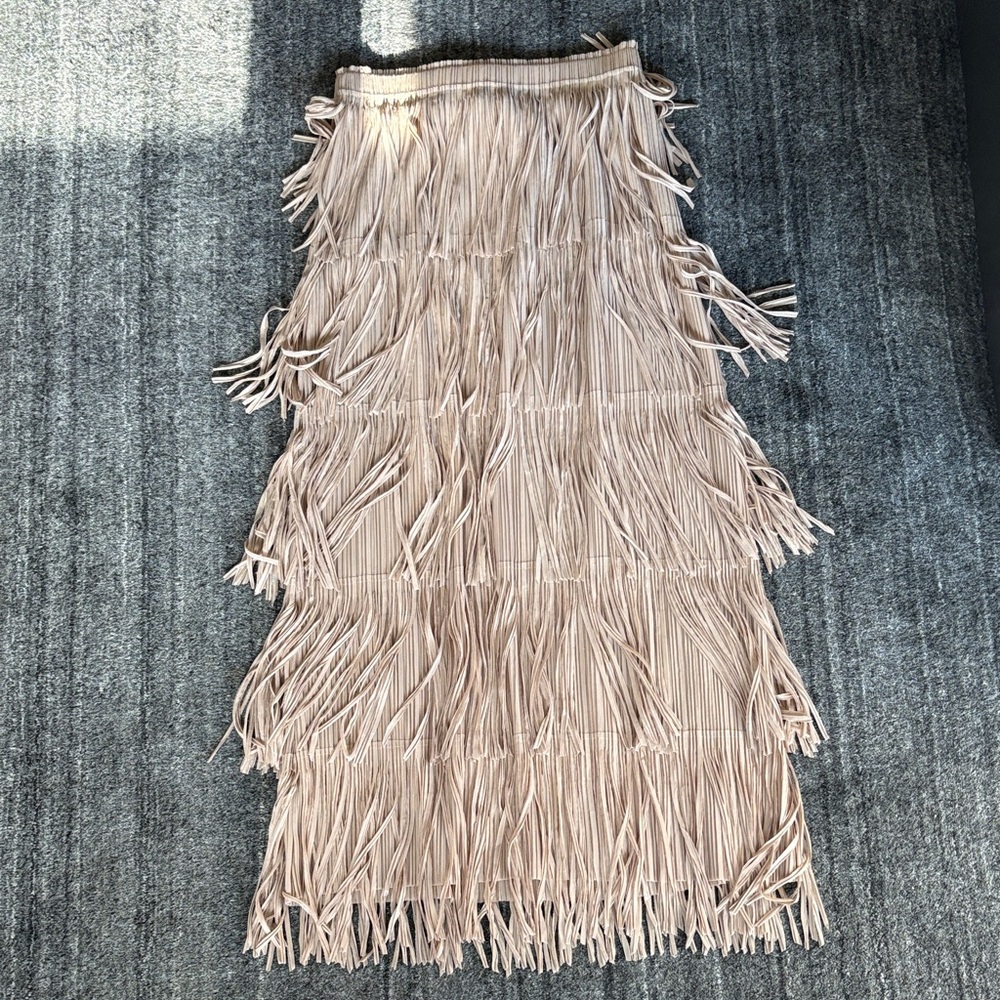 Origami Fringe Layered Maxi Skirt